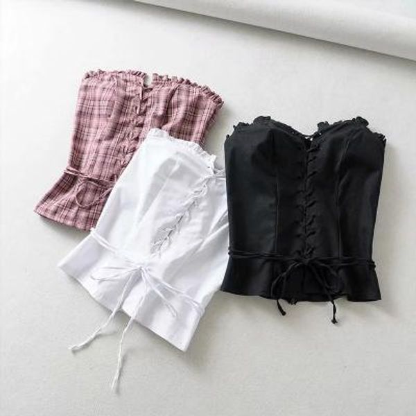 2019 new apprival women summer plaid short crop bandagetank riding silm one shoulder camisole, White
2019 new apprival women summer plaid short crop bandagetank riding silm one shoulder camisole, White