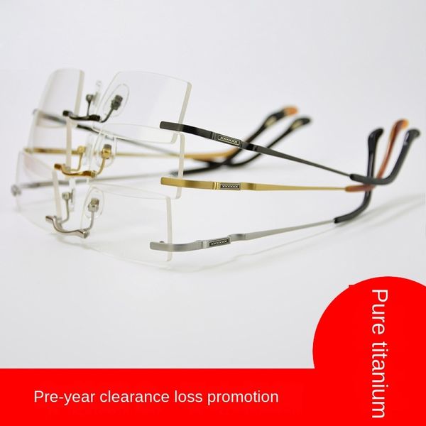 9xcpe ultra light presbyopic men's business myopia presbyopic glasses frame pure titanium frameless trimming glasses frame slender legs, Silver
9xcpe ultra light presbyopic men's business myopia presbyopic glasses frame pure titanium frameless trimming glasses frame slender legs, Silver