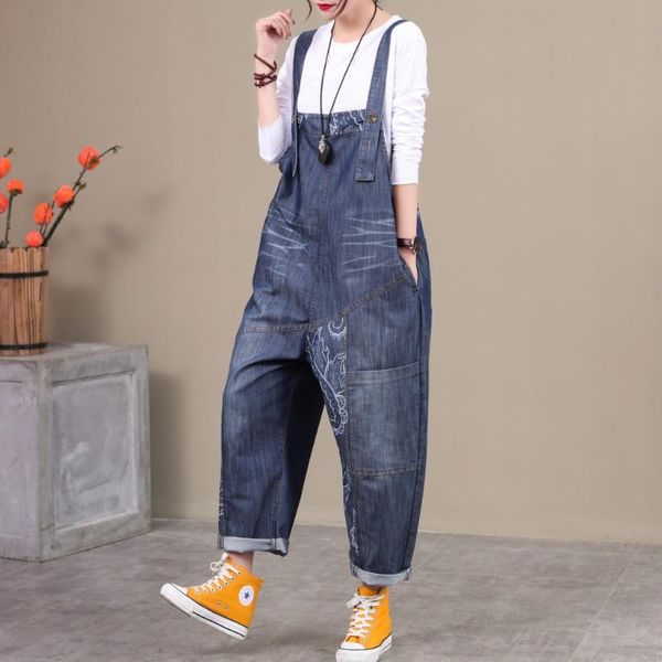 women's jumpsuits & rompers 2021 spring autumn women large size loose all-match denim female casual spliced print overalls, Black;white
women's jumpsuits & rompers 2021 spring autumn women large size loose all-match denim female casual spliced print overalls, Black;white