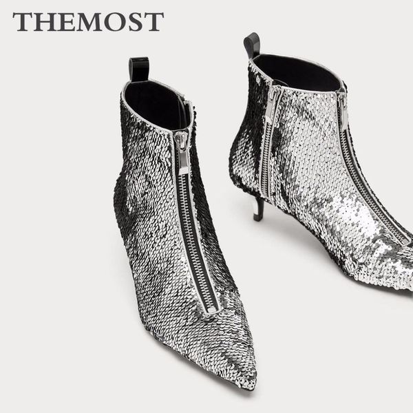 sequined women's ankle boots autumn and winter fashion low-heeled pointed sheepskin inner female boots plus size, Black
sequined women's ankle boots autumn and winter fashion low-heeled pointed sheepskin inner female boots plus size, Black