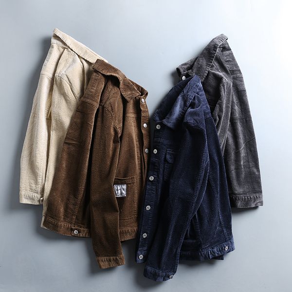 spring men fashion slim single breasted water wash corduroy fabric casual jacket male trendy vintage cotton outerwear, Black;brown
spring men fashion slim single breasted water wash corduroy fabric casual jacket male trendy vintage cotton outerwear, Black;brown