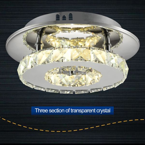 12w Modern Light Fixture Led Ceiling Lamp Lighting Crystal Flush Mounted Lamp For Living Room Bedroom Kitchen