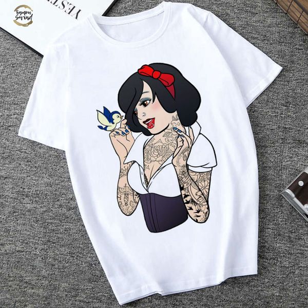 женская одежда 2019 летняя мода тенниска женщины harajuku татуировки princess printed рубашка отдыха вокруг шеи t shirt, White 
женская одежда 2019 летняя мода тенниска женщины harajuku татуировки princess printed рубашка отдыха вокруг шеи t shirt, White