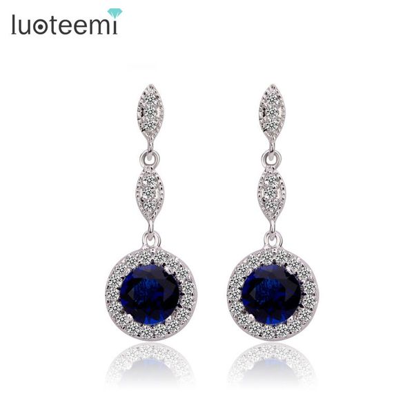 luoteemi white/ blue crystal main stone hanging earrings for women with tiny cz around bride wedding jewelry high quality, Silver
luoteemi white/ blue crystal main stone hanging earrings for women with tiny cz around bride wedding jewelry high quality, Silver