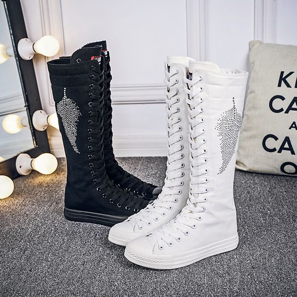 size 34-43 women fashion high-crystal leaf flat boots long-barreled casual flats canvas boots height increasing shoes ma-76g, Black
size 34-43 women fashion high-crystal leaf flat boots long-barreled casual flats canvas boots height increasing shoes ma-76g, Black