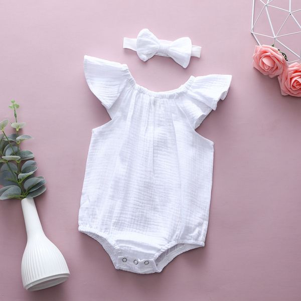 summer newborn girl romper set flare sleeve solid print romper headband two-pieces infant girl sleeveless round collar jumpsuit, White
summer newborn girl romper set flare sleeve solid print romper headband two-pieces infant girl sleeveless round collar jumpsuit, White