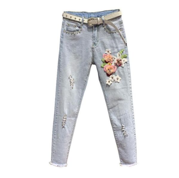 fashion flower beads jeans women 2020 spring new holes skinny denim pants high waist pencil pants girls students r687, Blue
fashion flower beads jeans women 2020 spring new holes skinny denim pants high waist pencil pants girls students r687, Blue