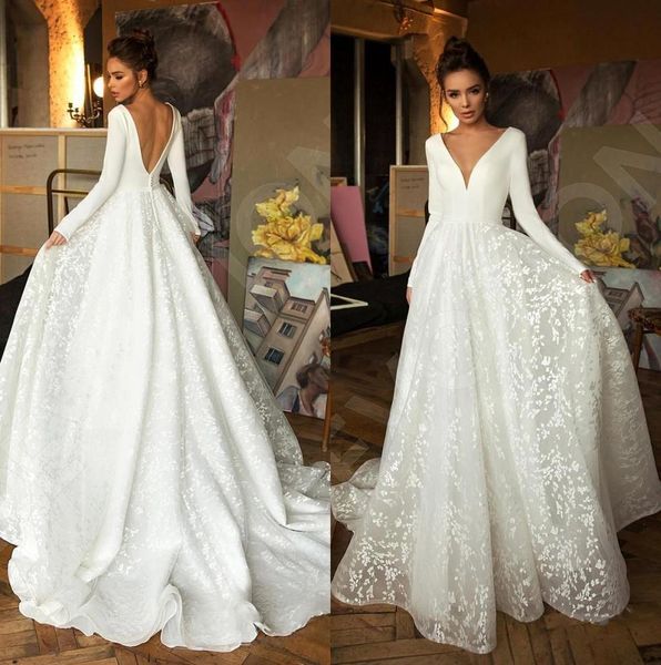 2020 новый длинным рукавом свадебные платья backless глубокий v шеи свадебные платья кружева атласная свадебные платья сшитое свадебные плат, White
2020 новый длинным рукавом свадебные платья backless глубокий v шеи свадебные платья кружева атласная свадебные платья сшитое свадебные плат, White