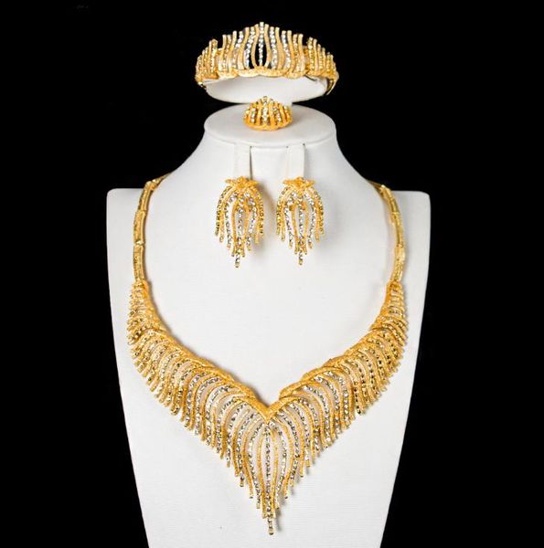18k electroplated jewelry alloy four piece necklace, bracelet and earring ring ring, Silver
18k electroplated jewelry alloy four piece necklace, bracelet and earring ring ring, Silver