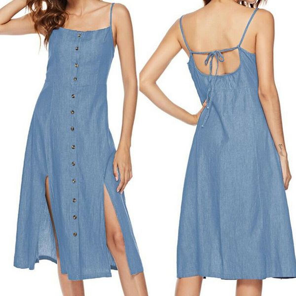 new womens long maxi slim dress fashion ladies summer denim sleeveless solid casual loose beach sundress, Black;gray
new womens long maxi slim dress fashion ladies summer denim sleeveless solid casual loose beach sundress, Black;gray