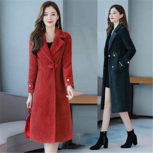 fashion imitation mink cashmere wool coat 2019 new autumn winter women korean waist long mink cashmere woolen coat jacket xa207, Black
fashion imitation mink cashmere wool coat 2019 new autumn winter women korean waist long mink cashmere woolen coat jacket xa207, Black
