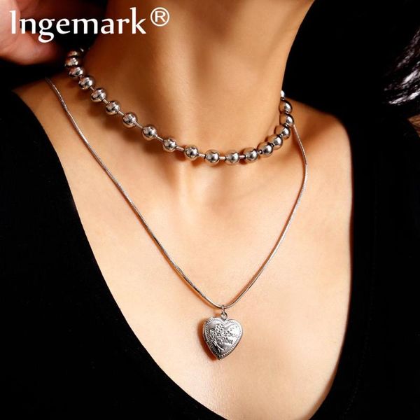 ingemark punk layered open love heart pendant necklace for women gothic silver color iron chain choker necklace fashion jewelry
ingemark punk layered open love heart pendant necklace for women gothic silver color iron chain choker necklace fashion jewelry