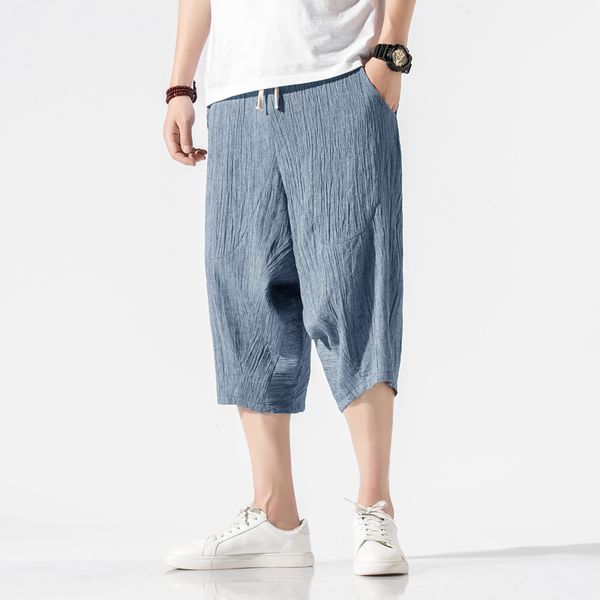 men's pants m-5xl plus size men drawstring waist cropped japan type hip hop streetwear loose linen calf-length fashion clothing, Black
men's pants m-5xl plus size men drawstring waist cropped japan type hip hop streetwear loose linen calf-length fashion clothing, Black