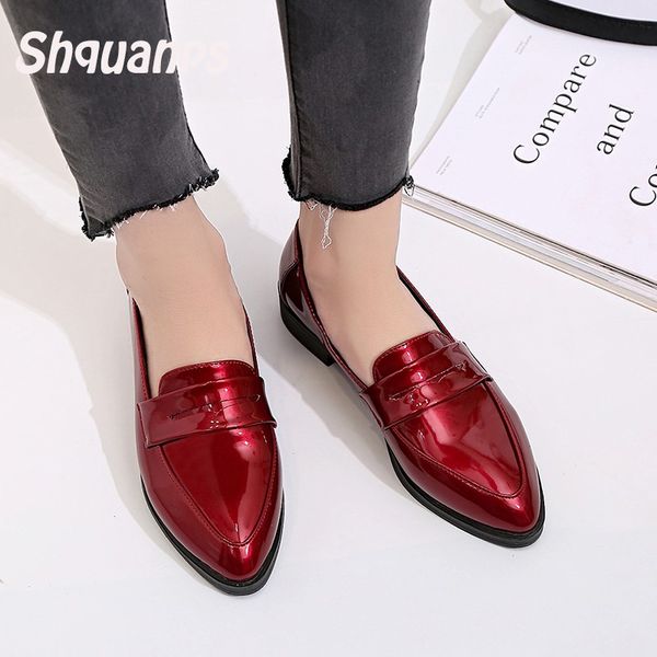 2019 spring women shoes loafers patent leather elegant low heels slip on red footwear female pointed toe new single shoes, Black
2019 spring women shoes loafers patent leather elegant low heels slip on red footwear female pointed toe new single shoes, Black