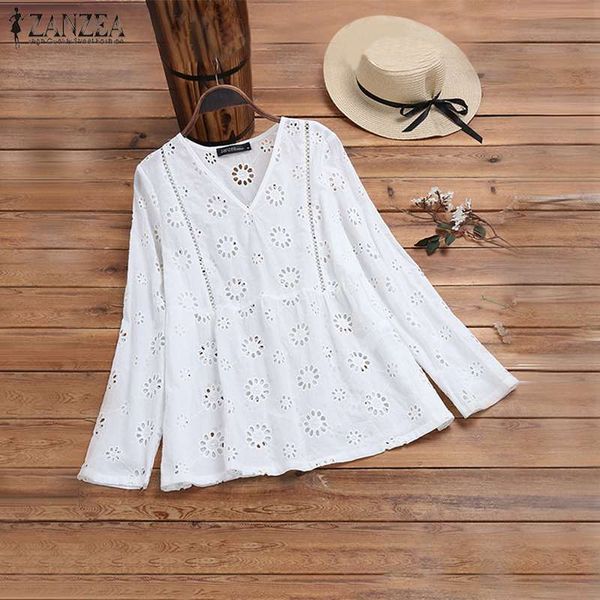 2020 zanzea spring hollow out blouse elegant women v neck long sleeve shirt embroidered casual solid blusas female chemise, White
2020 zanzea spring hollow out blouse elegant women v neck long sleeve shirt embroidered casual solid blusas female chemise, White