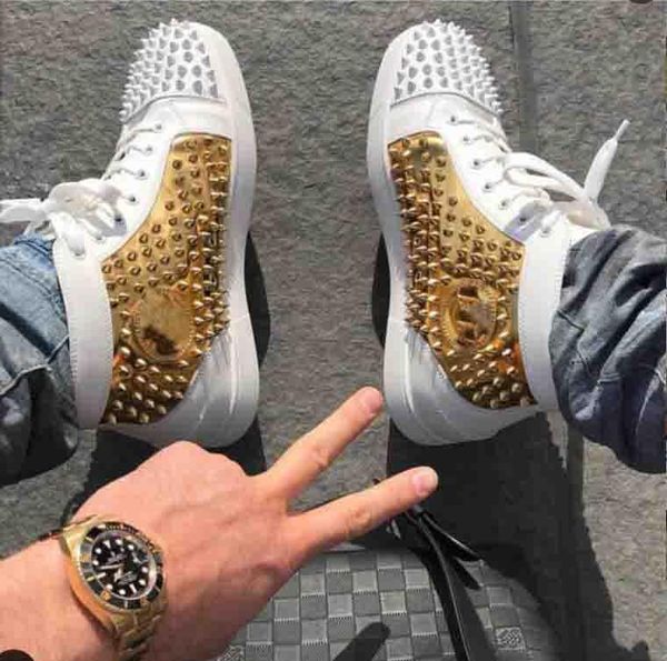 designer brand shoes red bottom studded spikes flats shoes for men women white-gold party lovers genuine leather casual sneakers super man, Black
designer brand shoes red bottom studded spikes flats shoes for men women white-gold party lovers genuine leather casual sneakers super man, Black