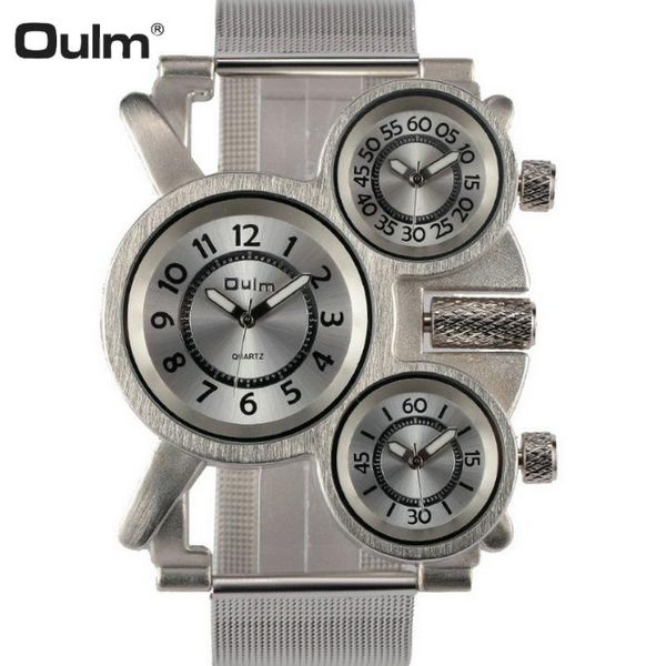 oulm quartz watch men multiple time zones wristwatches mesh strap unique analog clock relogio, Slivery;brown
oulm quartz watch men multiple time zones wristwatches mesh strap unique analog clock relogio, Slivery;brown
