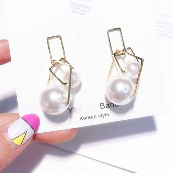 women geometric earrings girls simulated pearl square frame eardrop ear decoration rings, Silver
women geometric earrings girls simulated pearl square frame eardrop ear decoration rings, Silver