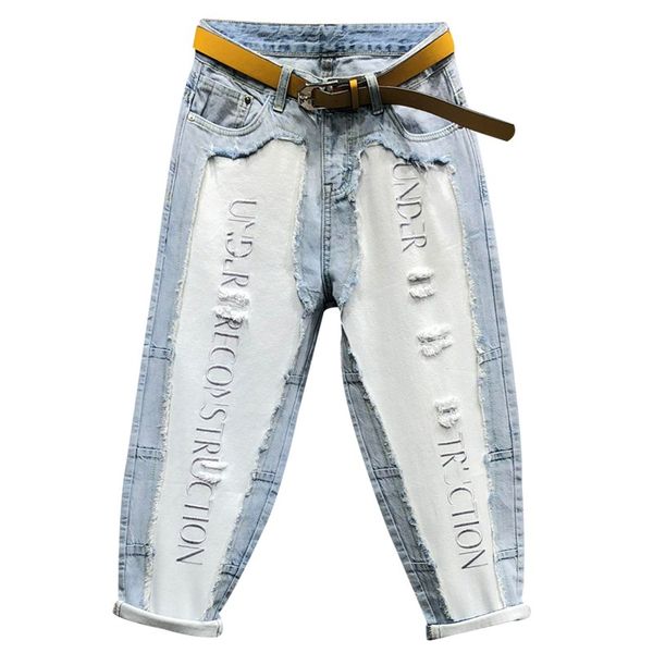 jeans women 2019 new summer fashion hole embroidery letter high waist loose ankle length harem pants, Blue
jeans women 2019 new summer fashion hole embroidery letter high waist loose ankle length harem pants, Blue