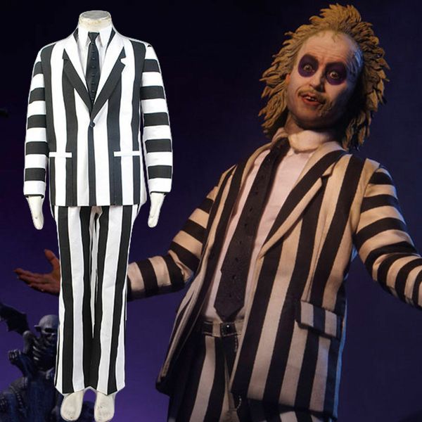 cosplay beetlejuice costume michael keaton black&white blazer suit outfit, Black;red
cosplay beetlejuice costume michael keaton black&white blazer suit outfit, Black;red