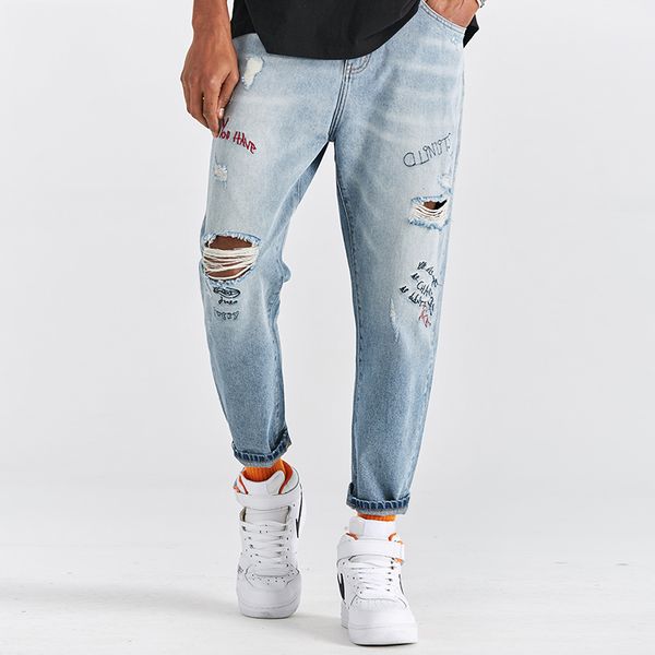 korean style fashion men jeans light blue loose fit embroidery designer denim harem pants streetwear hip hop ripped jeans men
korean style fashion men jeans light blue loose fit embroidery designer denim harem pants streetwear hip hop ripped jeans men