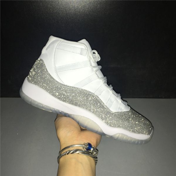 

new 11 xi gs wmns metallic silver women basketball white designer shoes high cut 12s sneakers sports outdoor trainers with box size 4-11