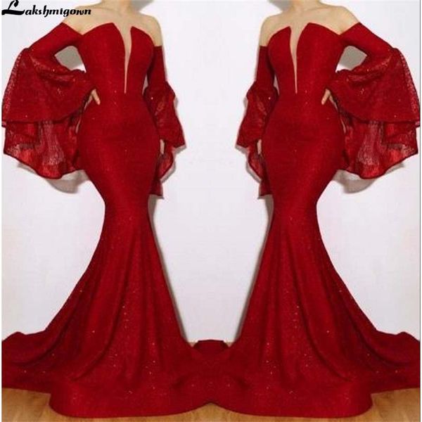red sequins mermaid long evening dresses 2019 flare long sleeves ruched sweep train formal party prom dresses, White;black
red sequins mermaid long evening dresses 2019 flare long sleeves ruched sweep train formal party prom dresses, White;black