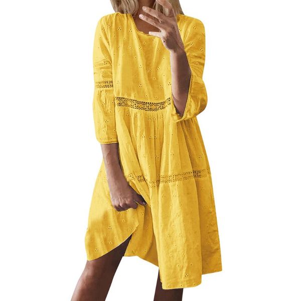 38# women casual party dress plus size boho solid crew neck dresses hollow out splice 3/4 sleeve long dresses summer sundress, Black;gray
38# women casual party dress plus size boho solid crew neck dresses hollow out splice 3/4 sleeve long dresses summer sundress, Black;gray