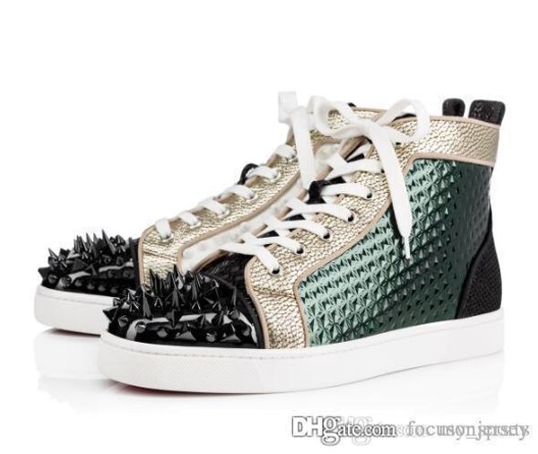 men's flat red bottom pik-bis high-sneakers painting silver crackled patent leather pik pik spiked shoes wedding party dress traine, Black
men's flat red bottom pik-bis high-sneakers painting silver crackled patent leather pik pik spiked shoes wedding party dress traine, Black