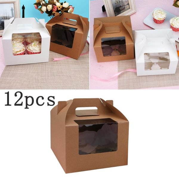 gift wrap 10pcs 4 cavities cup cake box with window paper cupcake handle insert container portable dessert carriers wedding party
gift wrap 10pcs 4 cavities cup cake box with window paper cupcake handle insert container portable dessert carriers wedding party