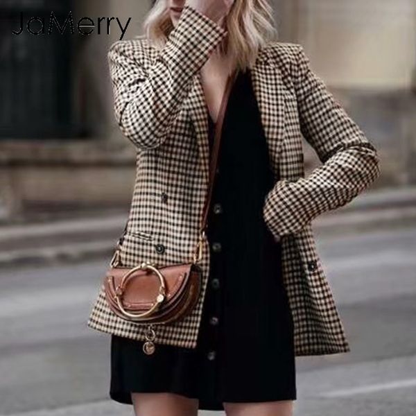 jamerry fashion double breasted plaid blazer femme long sleeve office jacket blazer feminino casual spring autumn female, White;black
jamerry fashion double breasted plaid blazer femme long sleeve office jacket blazer feminino casual spring autumn female, White;black