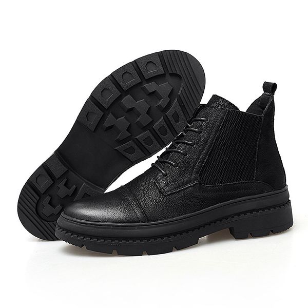 39-47 leather boots comfortable 2020 fashion boots leather, Black