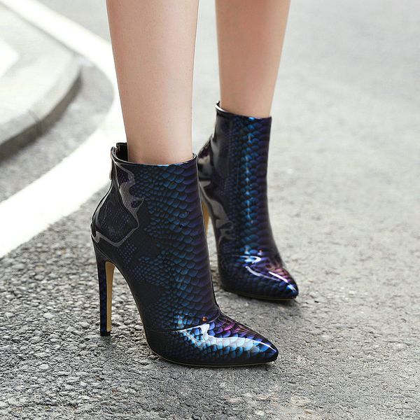 patent leather women ankle boots fashion pointed toe women boots zipper thin high heel short autumn winter ladies shoes, Black
patent leather women ankle boots fashion pointed toe women boots zipper thin high heel short autumn winter ladies shoes, Black