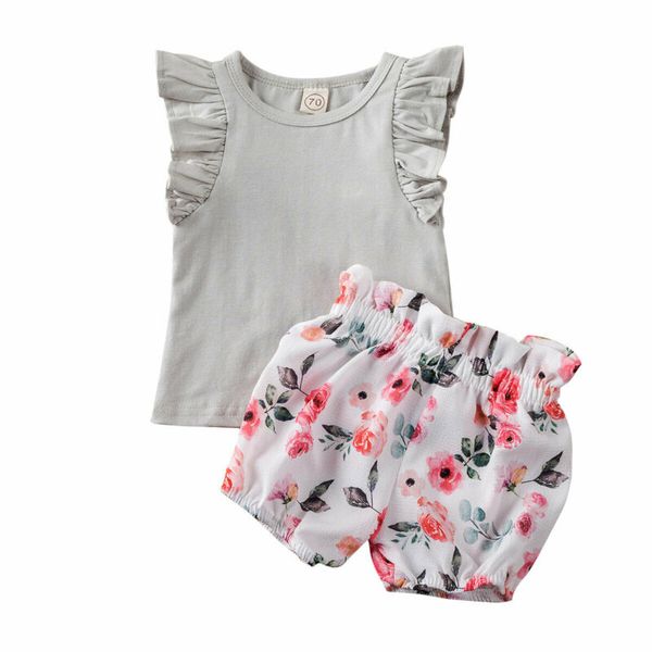 newborn infant baby girl clothes sets ruffles sleeve solid +floral shorts pants summer outfit clothes 3-18m, White
newborn infant baby girl clothes sets ruffles sleeve solid +floral shorts pants summer outfit clothes 3-18m, White