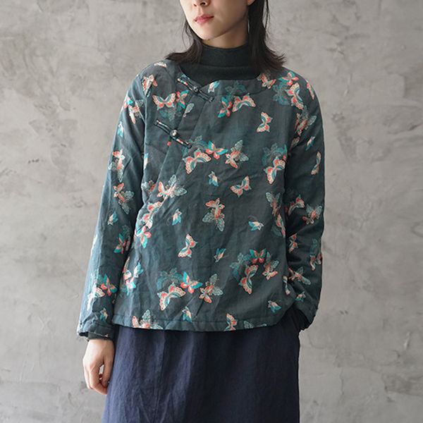 2019 winter fashion floral print plate buckle cotton linen warm coat new comfortable all-match women cotton thick coat, Black
2019 winter fashion floral print plate buckle cotton linen warm coat new comfortable all-match women cotton thick coat, Black
