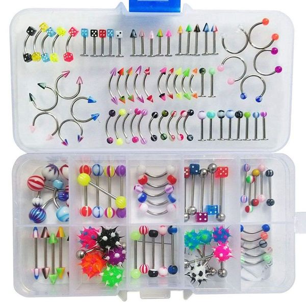 110 pcs body jewelry piercing eyebrow navel belly tongue lip bar ring 24 styles, Slivery;golden
110 pcs body jewelry piercing eyebrow navel belly tongue lip bar ring 24 styles, Slivery;golden