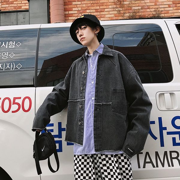 2019 spring and autumn new hong style men's tide students embroidered fashion casual single-breasted denim jacket black m-xl, Black;brown
2019 spring and autumn new hong style men's tide students embroidered fashion casual single-breasted denim jacket black m-xl, Black;brown