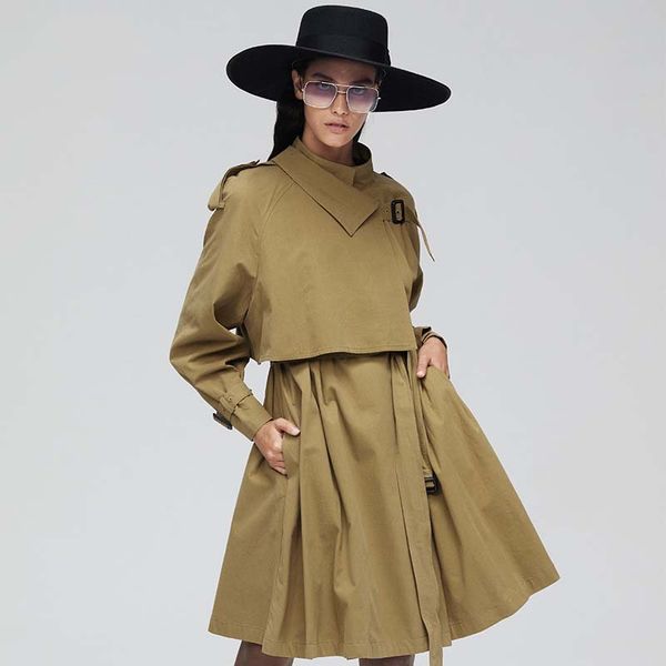 women's trench coats russia ed 2021 autumn style pure color long sleeve windproof wrinkle resistant cotton casual windbreaker, Tan;black
women's trench coats russia ed 2021 autumn style pure color long sleeve windproof wrinkle resistant cotton casual windbreaker, Tan;black
