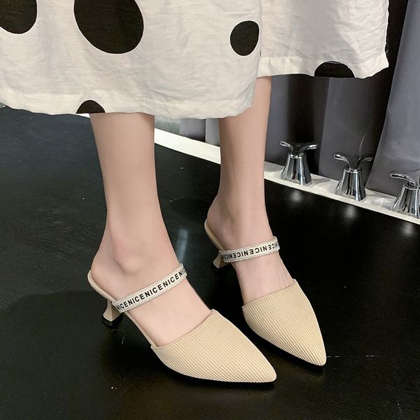 black beige knit mules shoes women high heel pointed toe slippers summer elegant thin heel half slippers women sandals 2020
black beige knit mules shoes women high heel pointed toe slippers summer elegant thin heel half slippers women sandals 2020