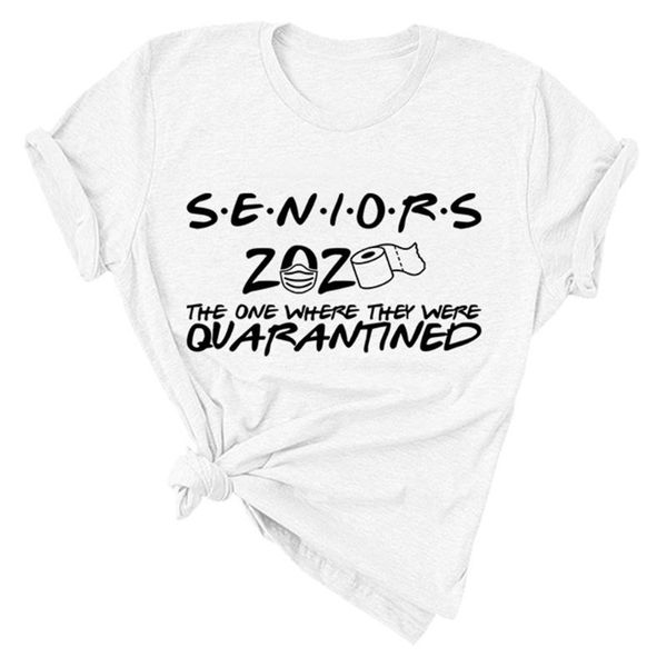 women roll up short sleeve t-shirts seniors 2020 the one where they were quarantined letters print o-neck streetwear, White
women roll up short sleeve t-shirts seniors 2020 the one where they were quarantined letters print o-neck streetwear, White