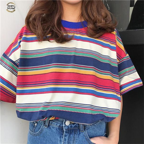 women's t-shirts tunic japan harajuku ladies ulzzang fresh color striped rainbow t-shirt female korean kawaii for women, White
women's t-shirts tunic japan harajuku ladies ulzzang fresh color striped rainbow t-shirt female korean kawaii for women, White