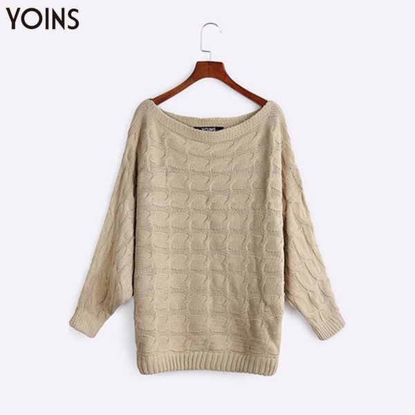 

yoins 2019 autumn winter sweater women knitted off-shoulder dolman sleeves bodycon hem casual loose female pullover pull femme, White;black