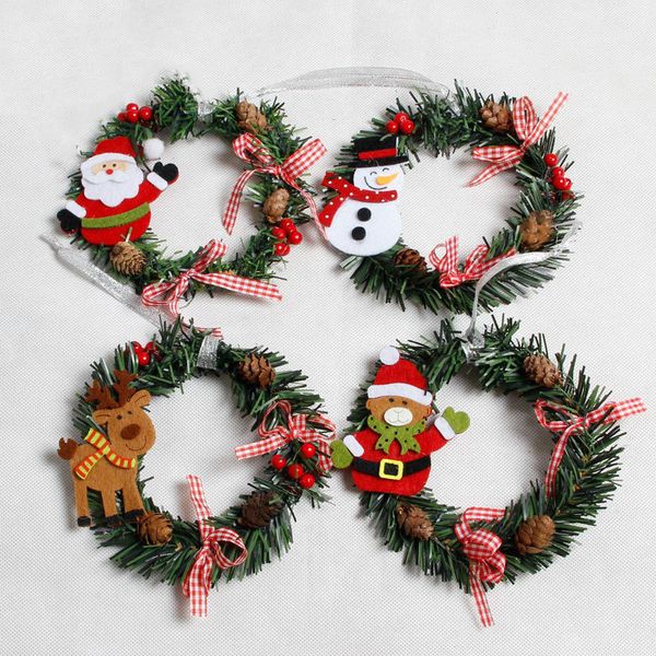 

15cm santa claus snowman bell christmas wreath garland home decor party xmas tree pendant ornaments decoration supplies 62308