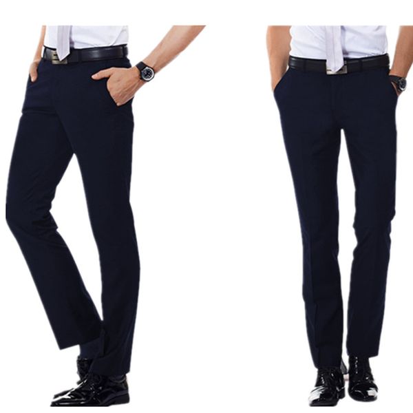 summer spring formal pants for men breathable soft suit pants polyester men black flat no-locked trousers feet design dress pant, White;black 
summer spring formal pants for men breathable soft suit pants polyester men black flat no-locked trousers feet design dress pant, White;black