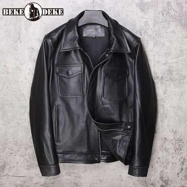 luxury lapel motorcycle cowhide jacket men washed vintage real leather short coat street slim fit outerwear plus size, Black
luxury lapel motorcycle cowhide jacket men washed vintage real leather short coat street slim fit outerwear plus size, Black