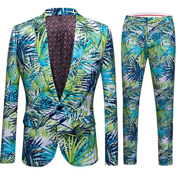 hawaii style holiday men suit 2019 korean slim fit leaf printed 2 pieces set one-button blazers pant casual summer suits outwear, White;black
hawaii style holiday men suit 2019 korean slim fit leaf printed 2 pieces set one-button blazers pant casual summer suits outwear, White;black
