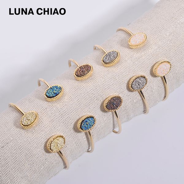 fashion gold plating oval metallic druzy stone jeweled bangle cuff bracelets for women, Black
fashion gold plating oval metallic druzy stone jeweled bangle cuff bracelets for women, Black