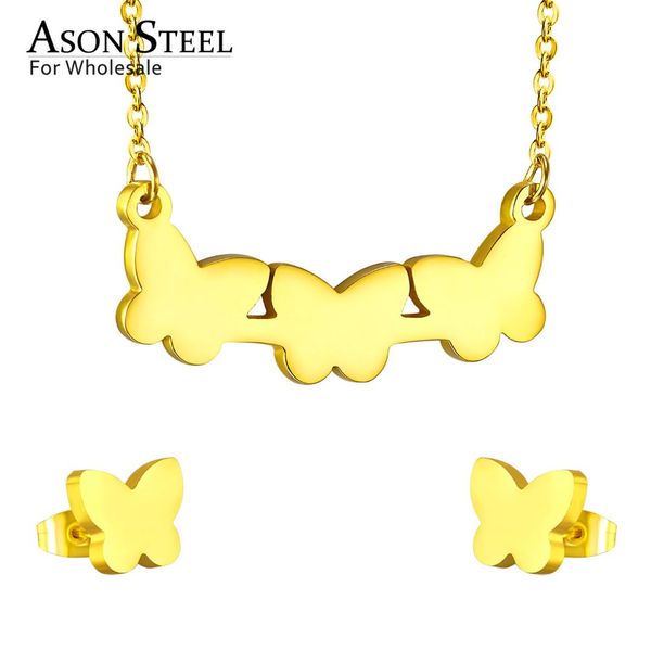 asonsteel 316l stainless steel gold color jewelry sets for women 2019 butterfly pendant necklace small stud earrings for femme, Silver
asonsteel 316l stainless steel gold color jewelry sets for women 2019 butterfly pendant necklace small stud earrings for femme, Silver