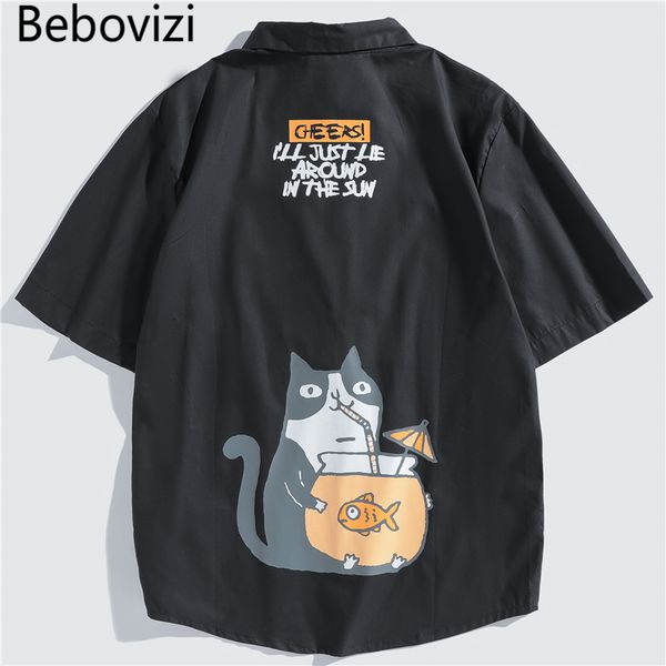 bebovizi japanese style cat print white shirts mens casual short sleeve shirt male fashion cotton shirts clothing, White;black
bebovizi japanese style cat print white shirts mens casual short sleeve shirt male fashion cotton shirts clothing, White;black