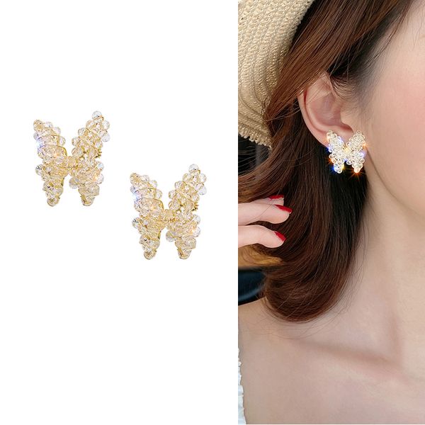 women statement elegant bow wedding earrings clip on ears japanese style cute transparent crystal butterfly clips earrings, Silver
women statement elegant bow wedding earrings clip on ears japanese style cute transparent crystal butterfly clips earrings, Silver